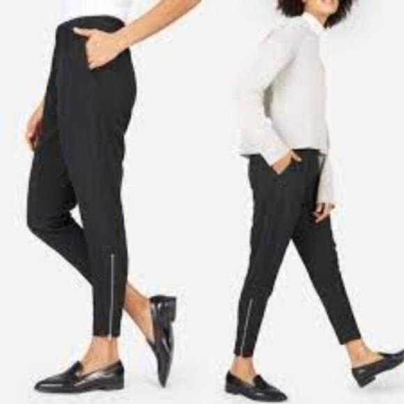 Everlane Black The Japanese GoWeave Zip Elastic Waist Commuter 0 Track Pants - Picture 1 of 7